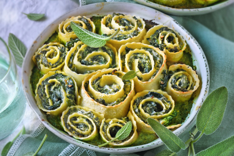 Lasagnes roulées aux épinards et fromage