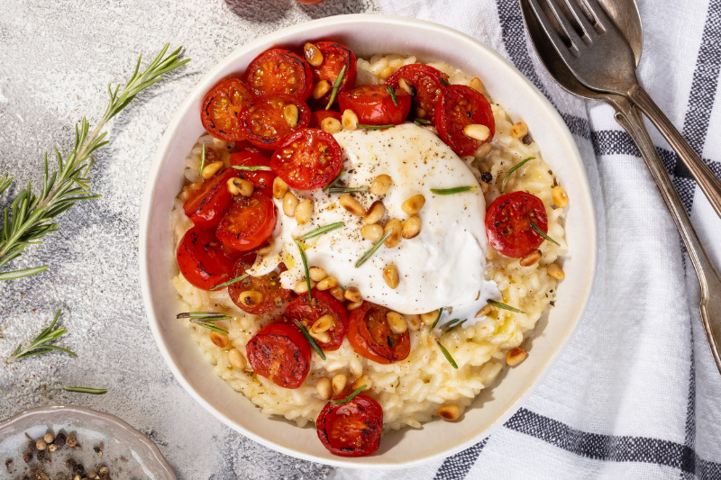 Risotto aux tomates et pignons