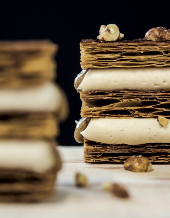 la recette du millefeuille praliné de Feuillette