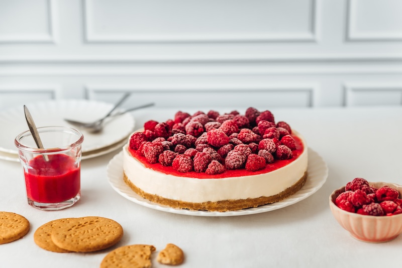 recette de Cheesecake sans cuisson au yaourt framboise