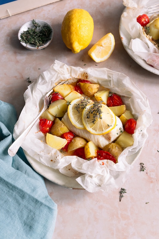 recette de Papillotes de primeurs La Noirmoutier et cabillaud