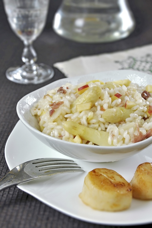 recette de Risotto aux asperges et Saint-Jacques