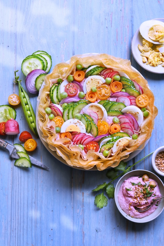 recette de Tarte de légumes et houmous au fromage