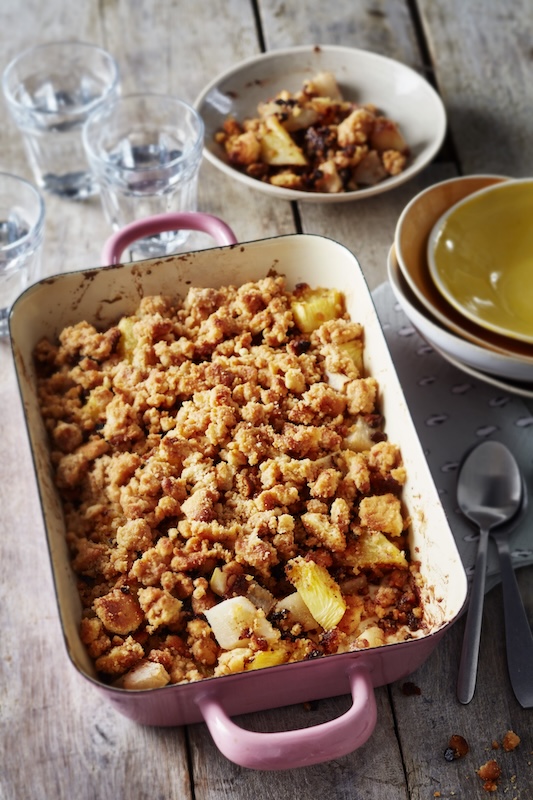 recette de Crumble poire ananas chocolat