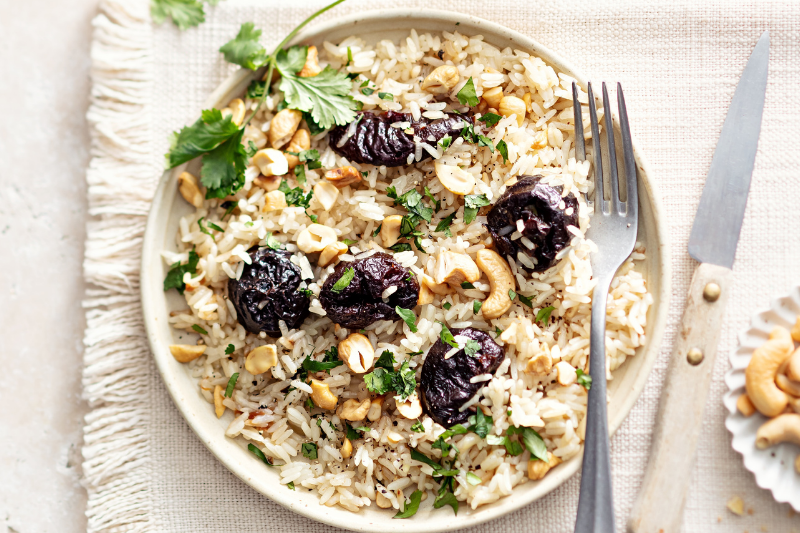 Riz pilaf aux pruneaux d’Agen