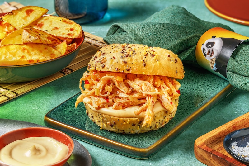 recette de Burger au poulet effiloché