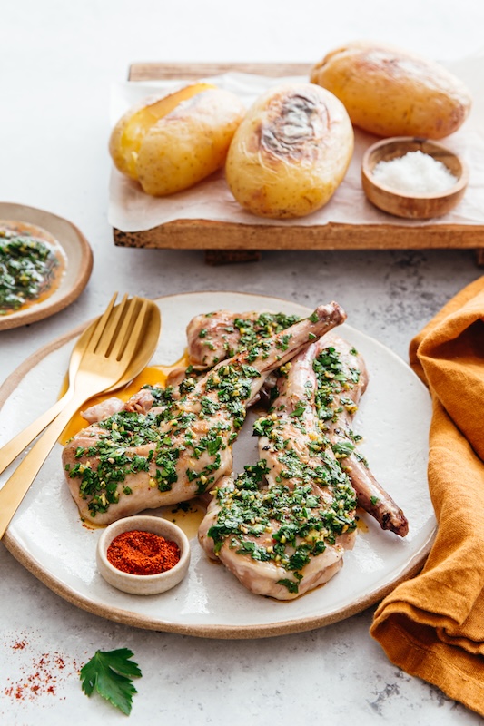 recette de Gigolettes de lapin sauce chimichurri