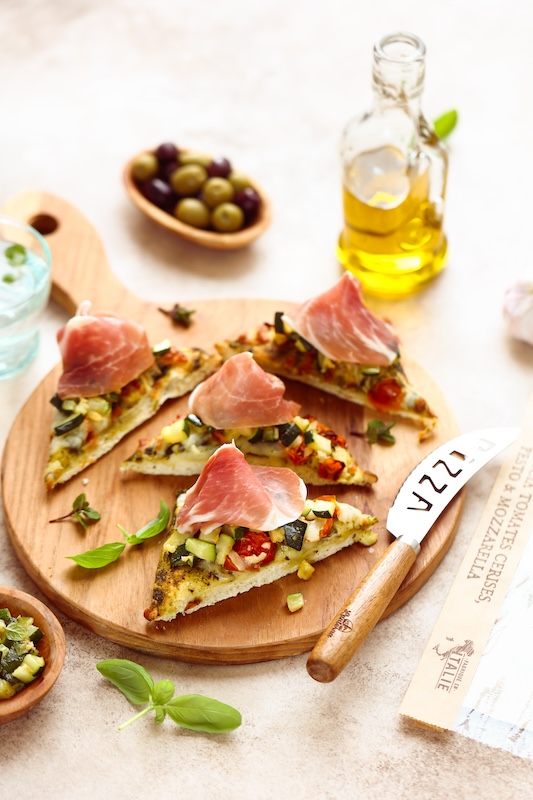 recette de Focaccia de Toscane aux courgettes et jambon