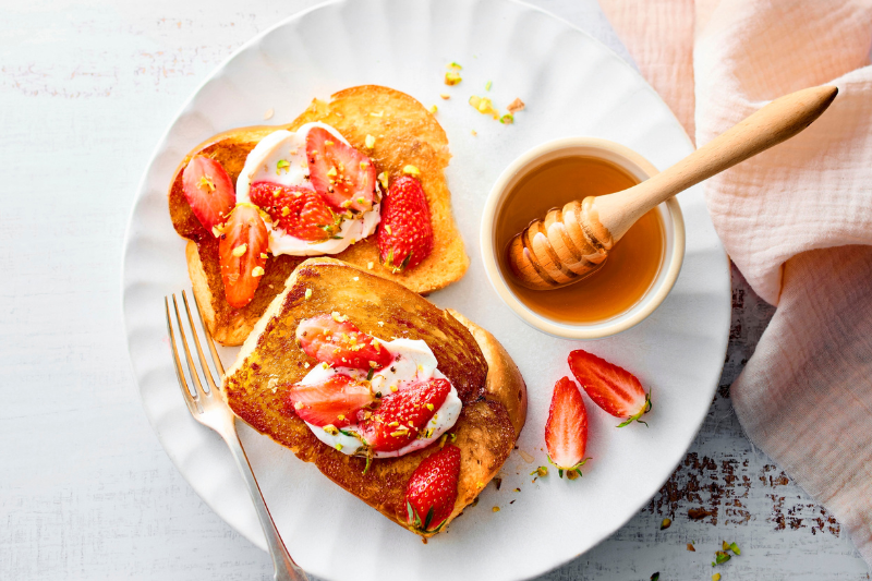 Brioche toastée ricotta et miel