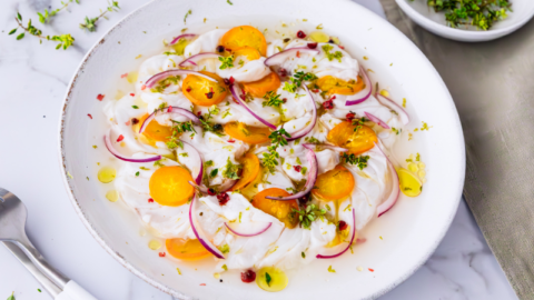 Ceviche de cabillaud au vinaigre de thym