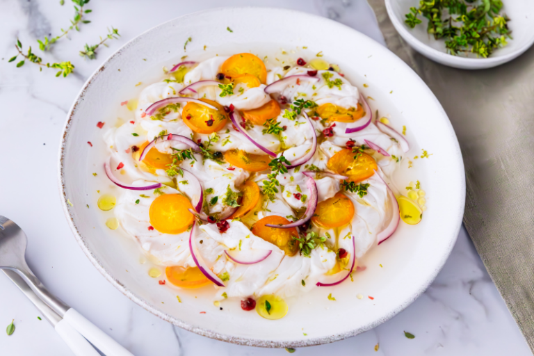 Ceviche de cabillaud au vinaigre de thym