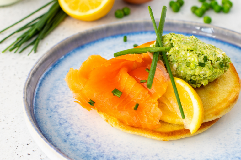 Pancakes à la crème de petit pois