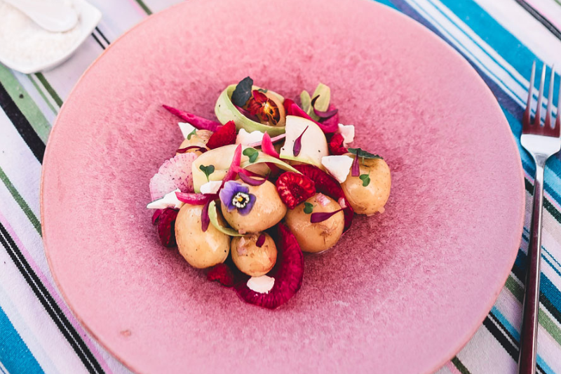 Salade de pommes de terre aux framboises