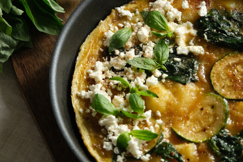 Tortilla aux courgettes épinards et oignon