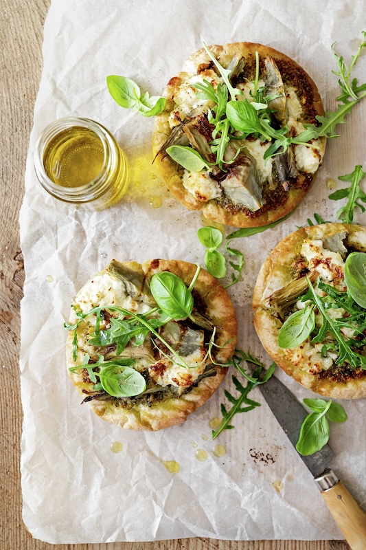 recette de Pita pizza aux artichauts