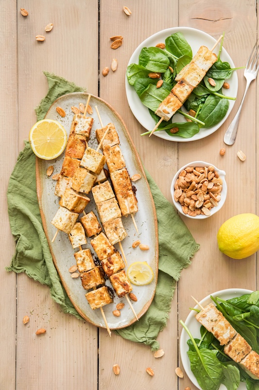 recette de Brochettes de tofu et citron