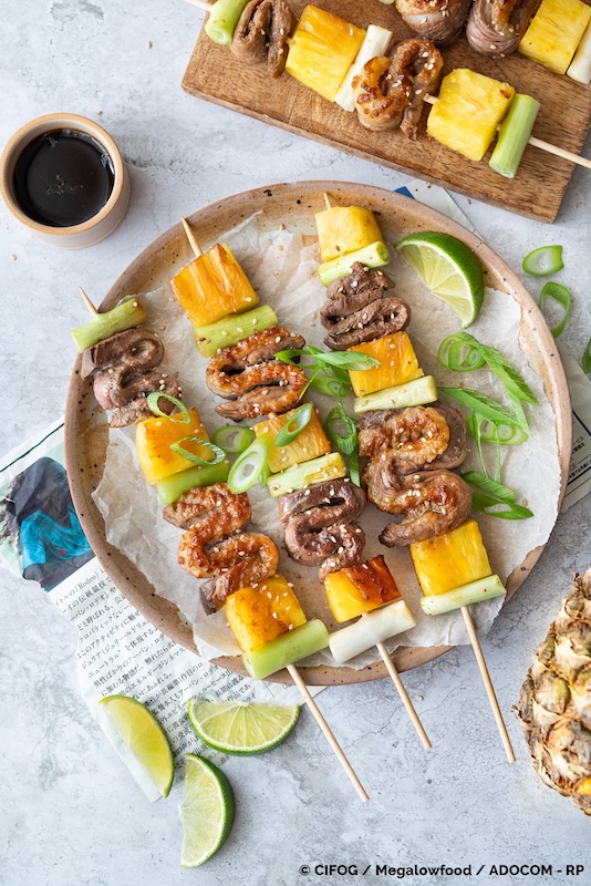 recette de Brochettes yakitori de magret à l’ananas