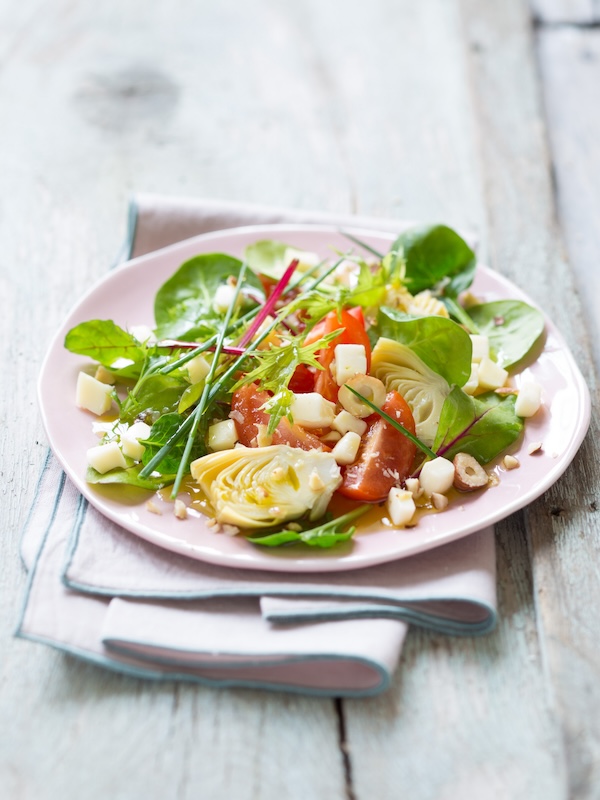 recette de Salade d’artichaut tomates et Reblochon