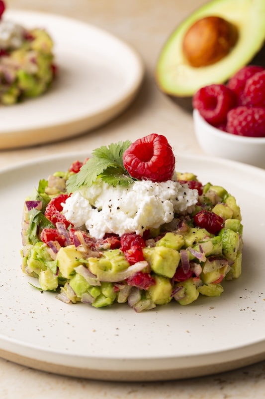 recette de Tartare avocat framboise et chèvre