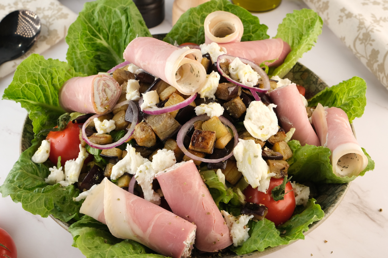 Salade d’aubergines au jambon de campagne