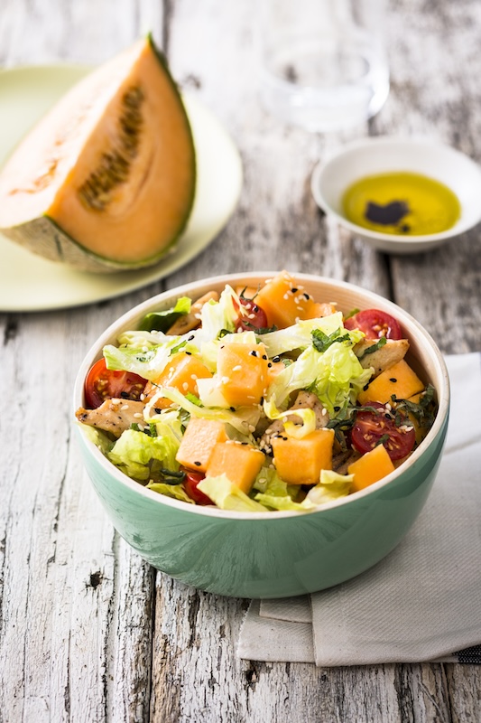 recette de Salade de melon au poulet mariné