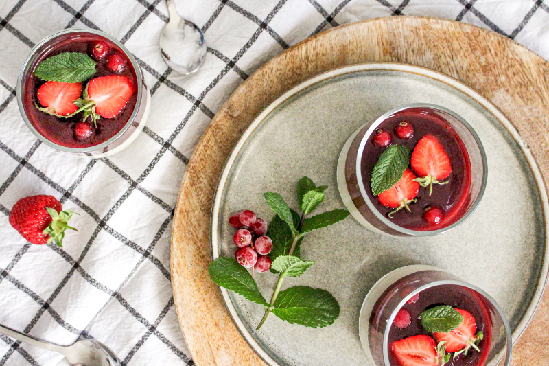 Panna cotta de soja au coulis