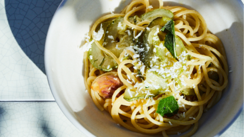 Pâtes courgette menthe ricotta