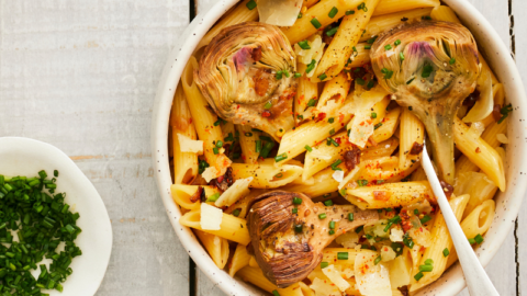 Penne à l’artichaut à la grecque
