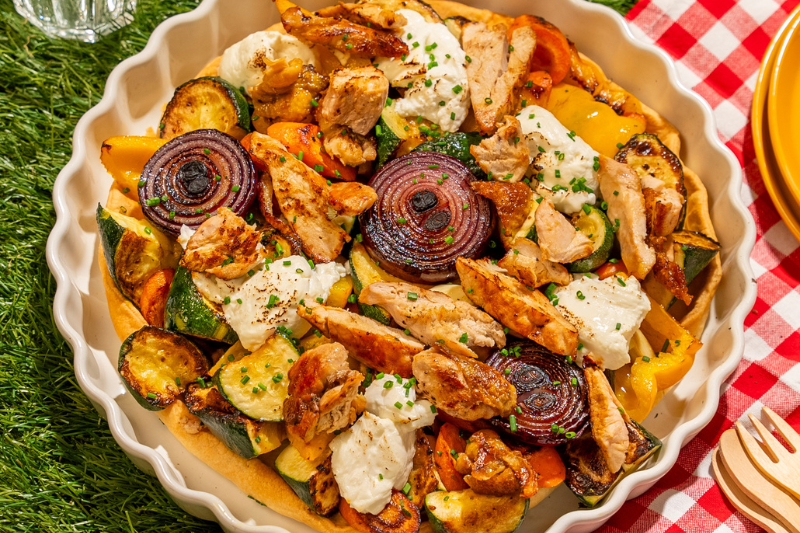 Tarte à la pintade et aux légumes d’été