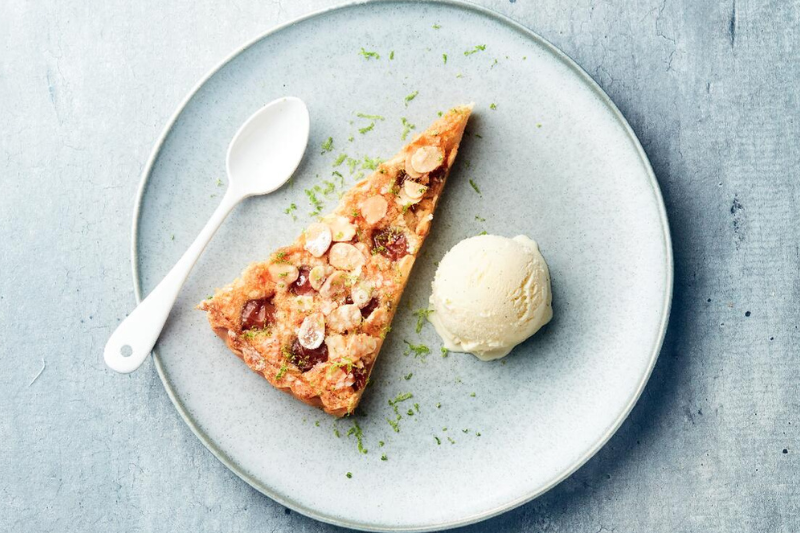 Tarte aux mirabelles et glace vanille