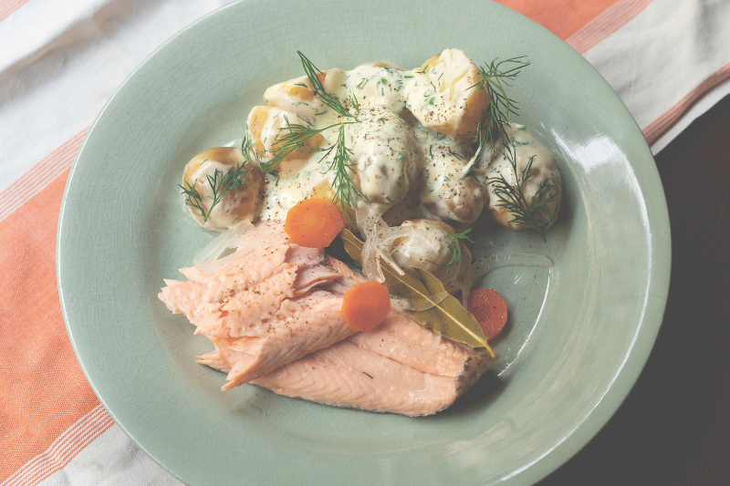 Truite marinée et pommes de terre