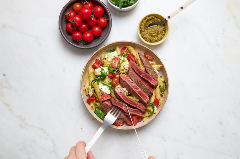 recette de Bifteck et salade de pâtes à l’italienne