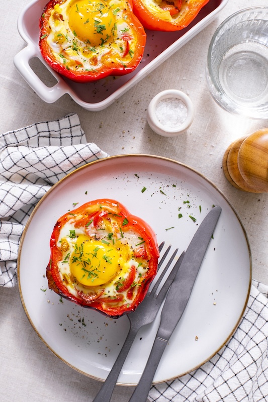 recette d'Oeuf en cocotte de poivron