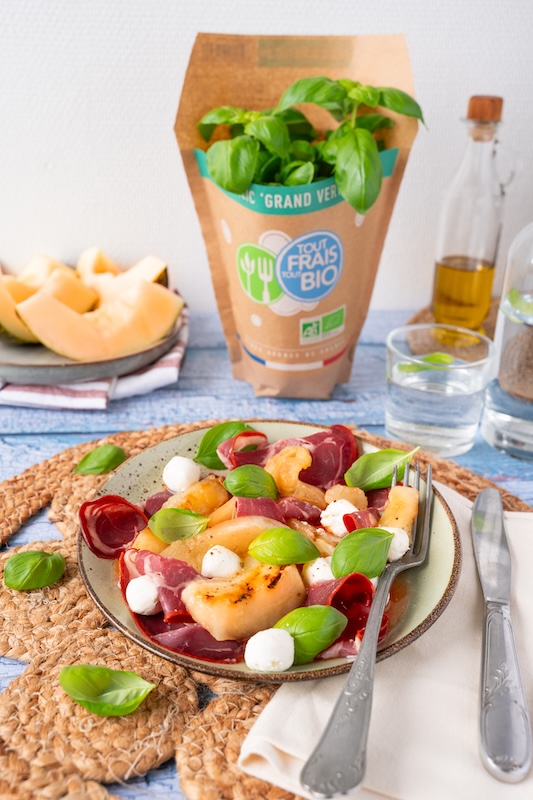 recette de Salade de melon grillé au jambon