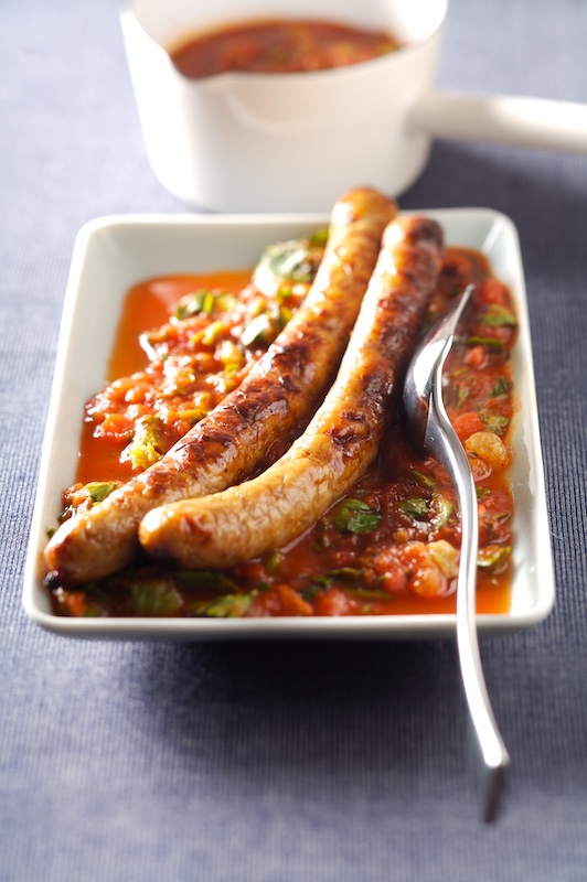 recette de Saucisses de veau à la tomate