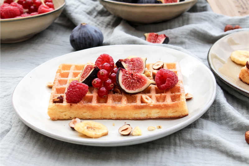 Gaufres aux figues fraîches et noisettes