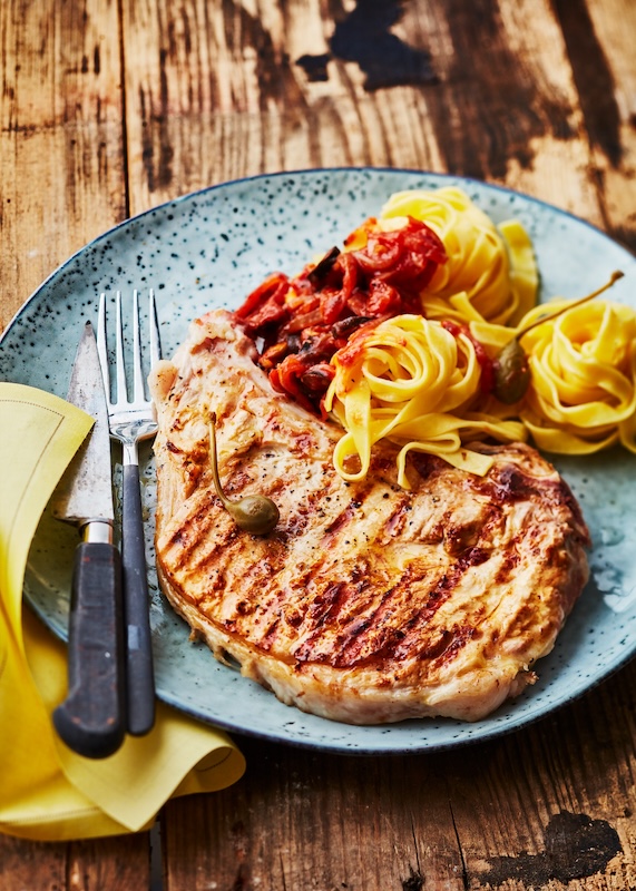 recette de Grillades de veau et pâtes à la puttanesca