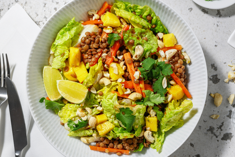 Salade fraîche de lentilles et mangue