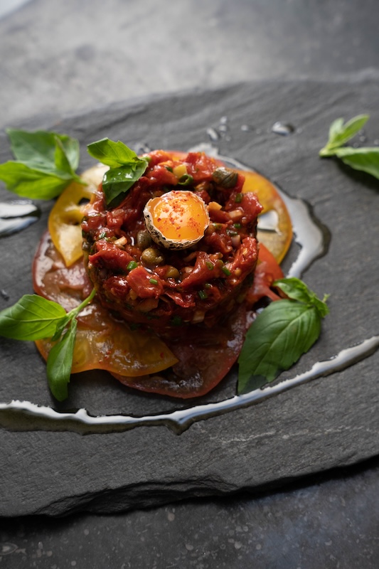 recette de Tartare de tomates aux oeufs de caille