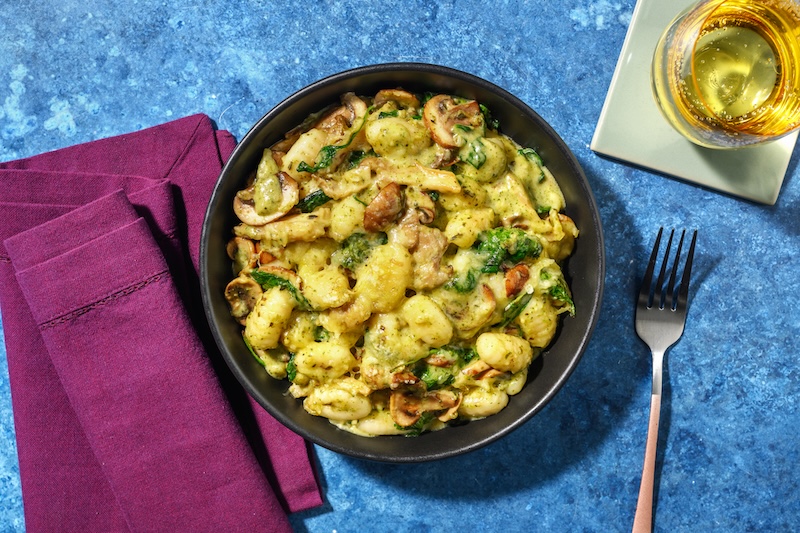 recette de Gratin éclair de gnocchi aux champignons