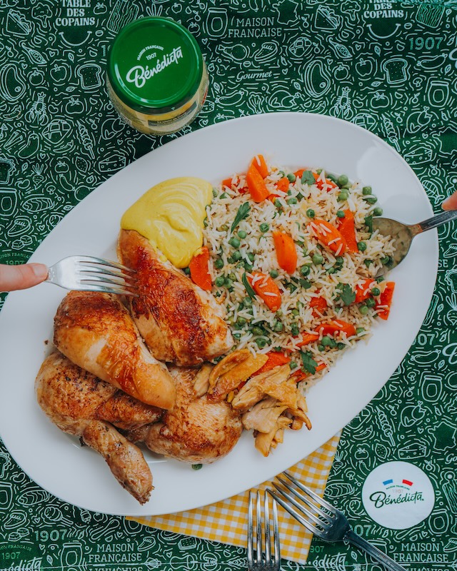 recette de Poulet rôti riz sauté