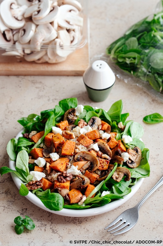 recette de Salade de mâche aux quinoa et champignons