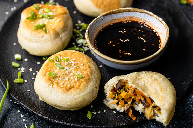 Bao fourrés aux légumes et aux champignons