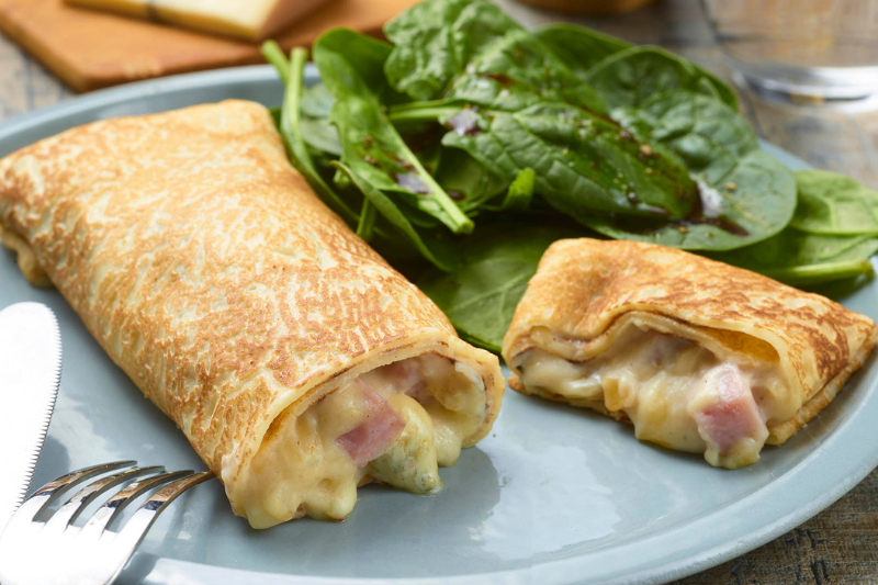 Crêpes fourrées de jambon et de Morbier