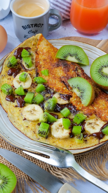 recette d'Omelette sucrée banane kiwi