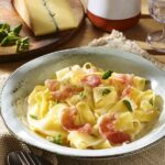 recette de Pâtes à la crème de Morbier et pancetta
