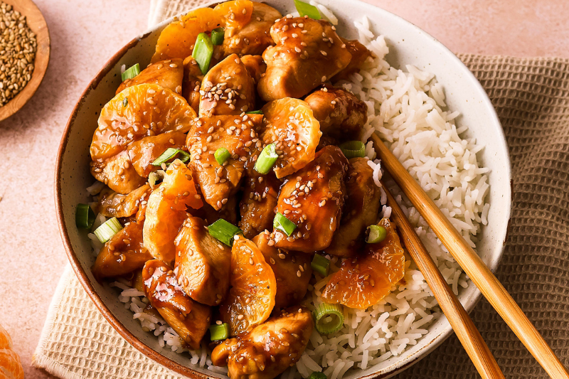 Poulet caramélisé à la clémentine de Corse