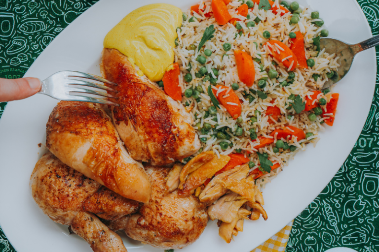 Poulet rôti riz sauté