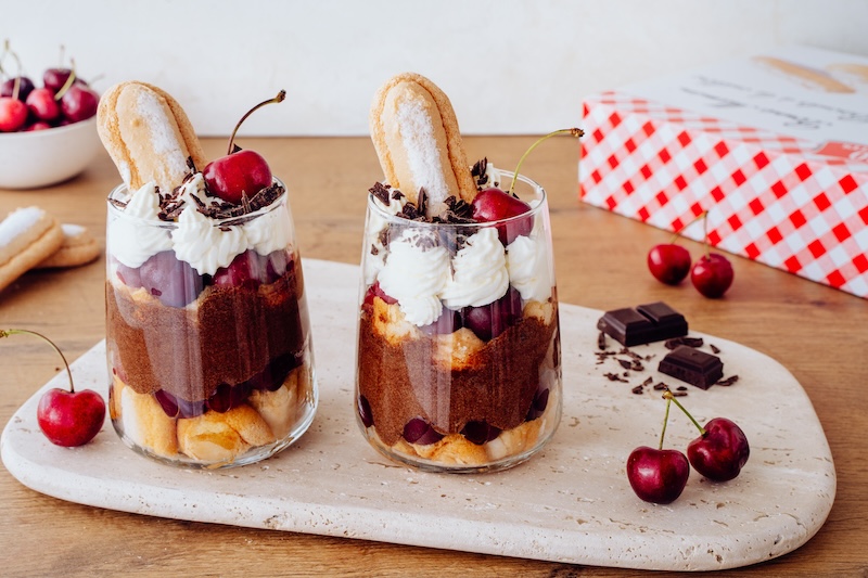 recette de Verrines Forêt Noire aux biscuits à la cuillère