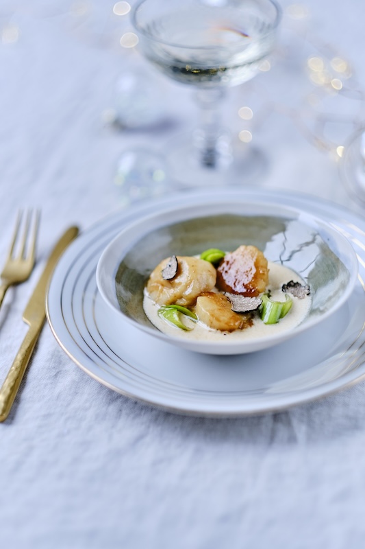 recette de Saint-Jacques à la crème truffée